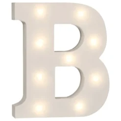 LED-bogstav i Træ Hvid