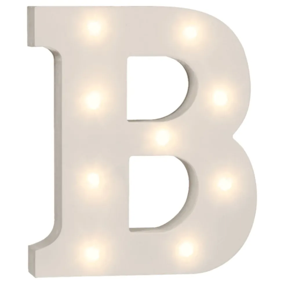LED-bogstav i Træ Hvid