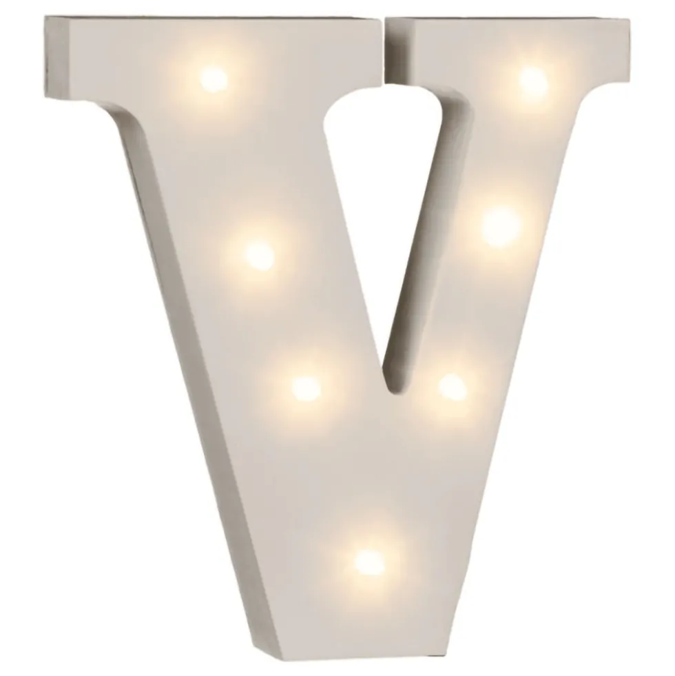 LED-bogstav i Træ Hvid
