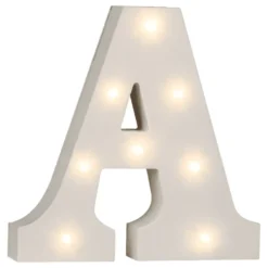 LED-bogstav i Træ Hvid