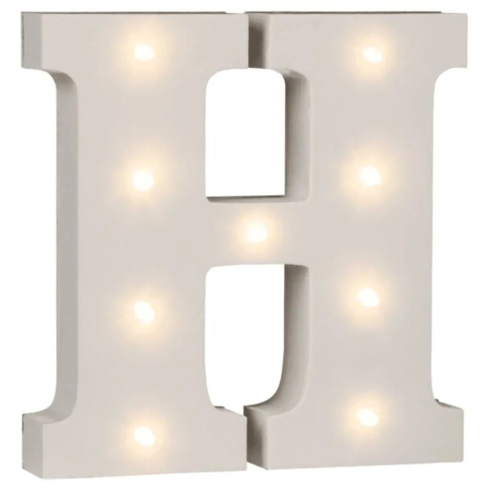 LED-bogstav i Træ Hvid