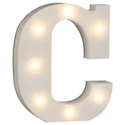LED-bogstav i Træ Hvid