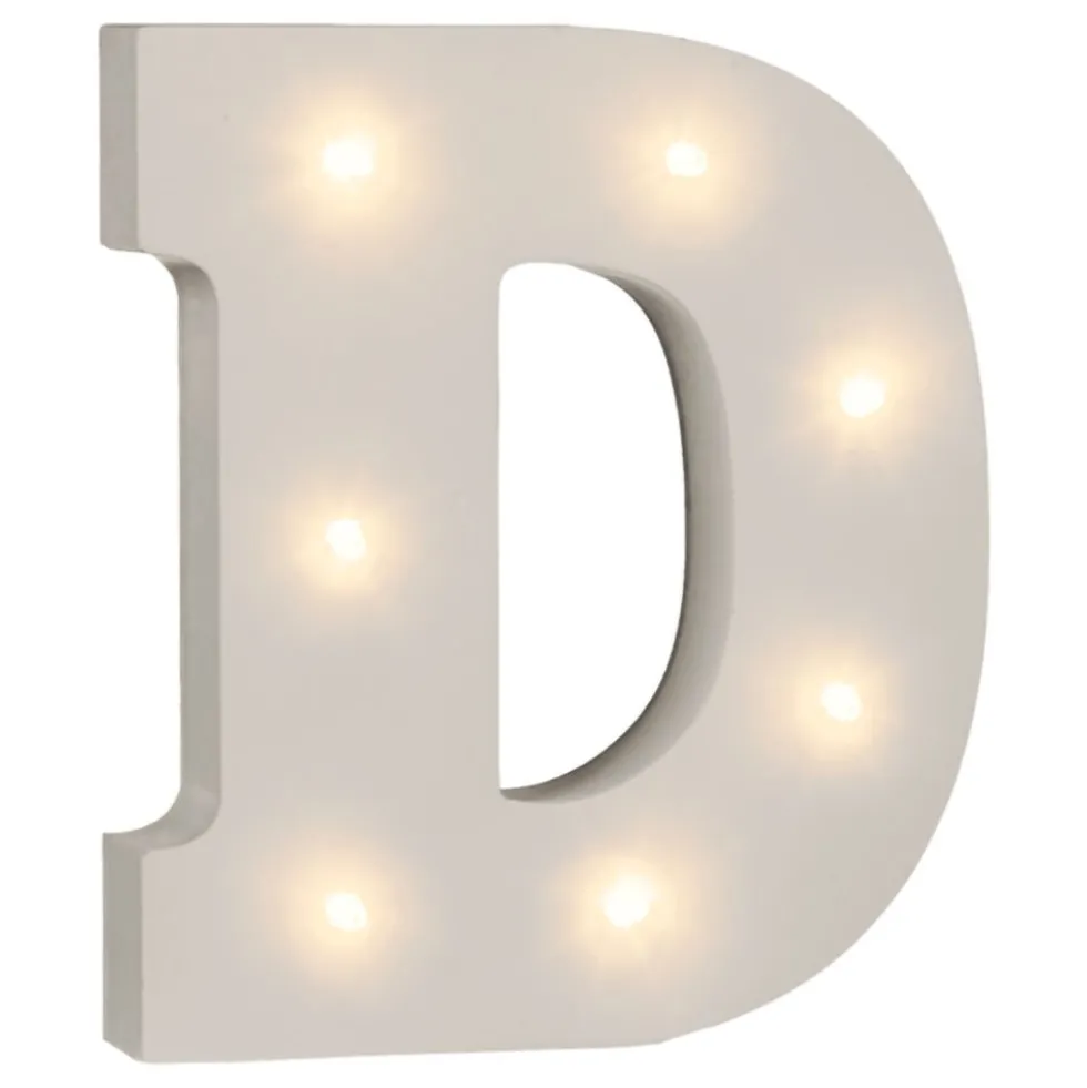 LED-bogstav i Træ Hvid