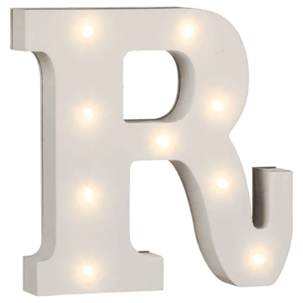 LED-bogstav i Træ Hvid