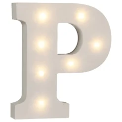 LED-bogstav i Træ Hvid