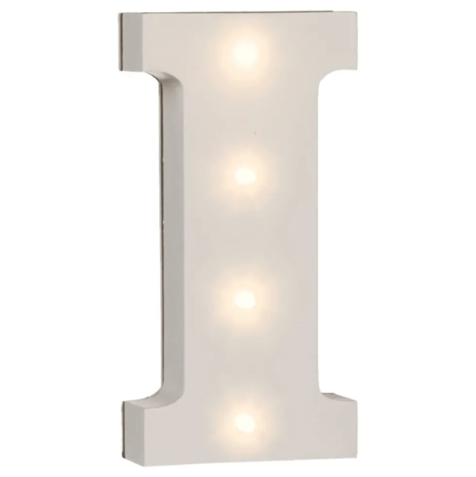 LED-bogstav i Træ Hvid