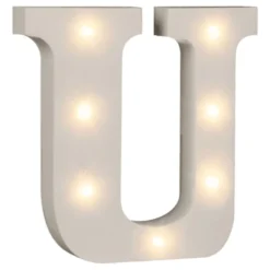 LED-bogstav i Træ Hvid