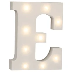 LED-bogstav i Træ Hvid