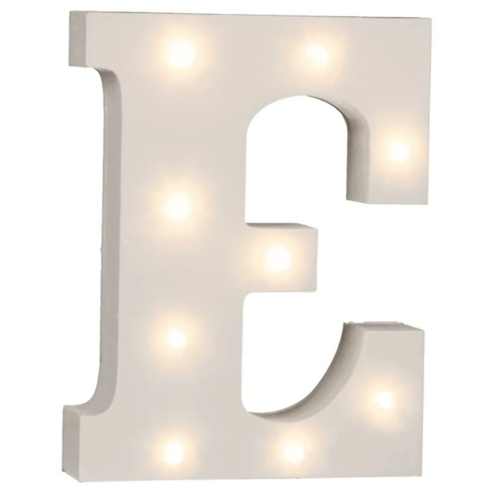 LED-bogstav i Træ Hvid
