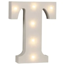 LED-bogstav i Træ Hvid
