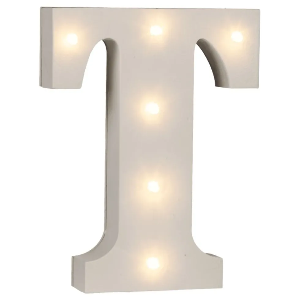 LED-bogstav i Træ Hvid
