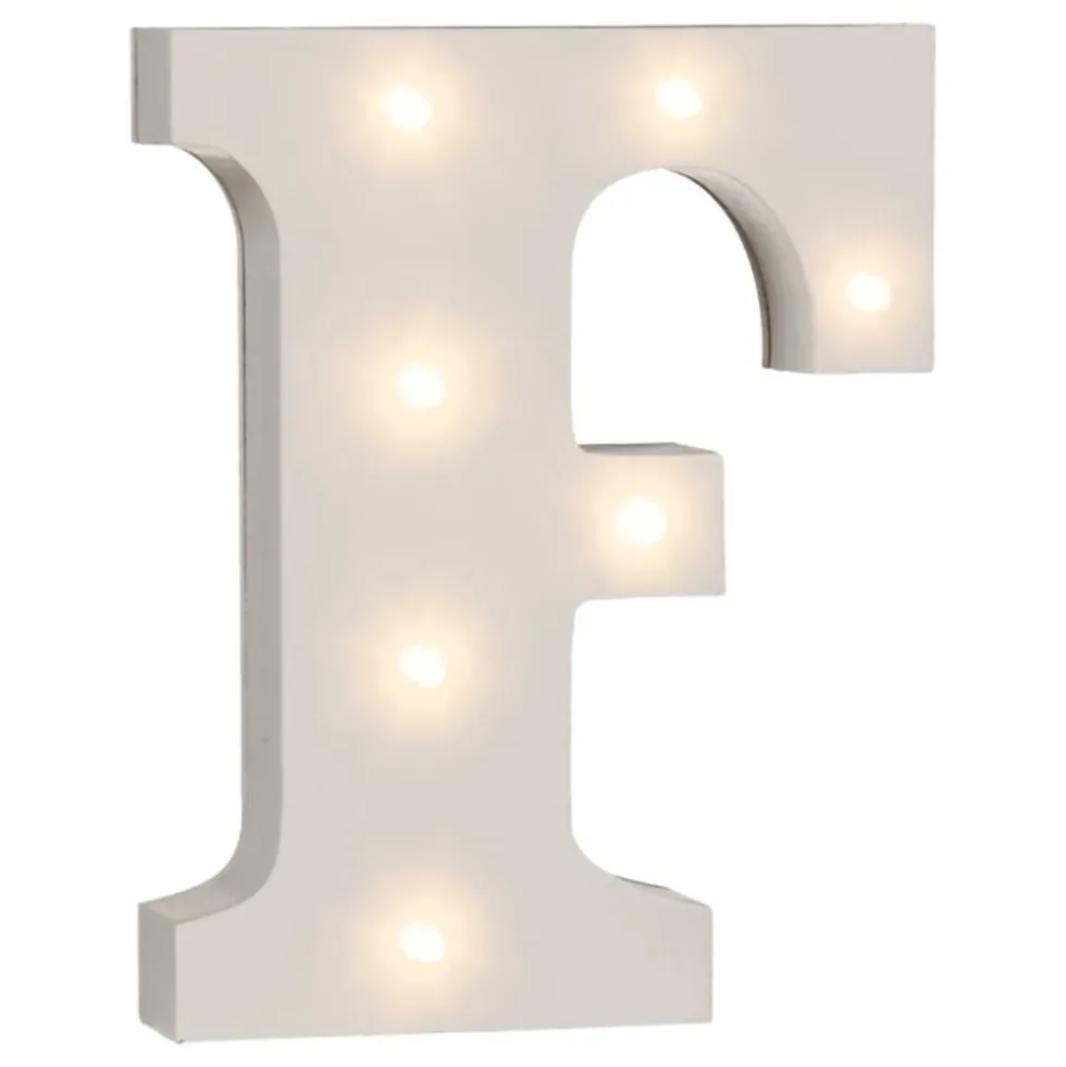 LED-bogstav i Træ Hvid