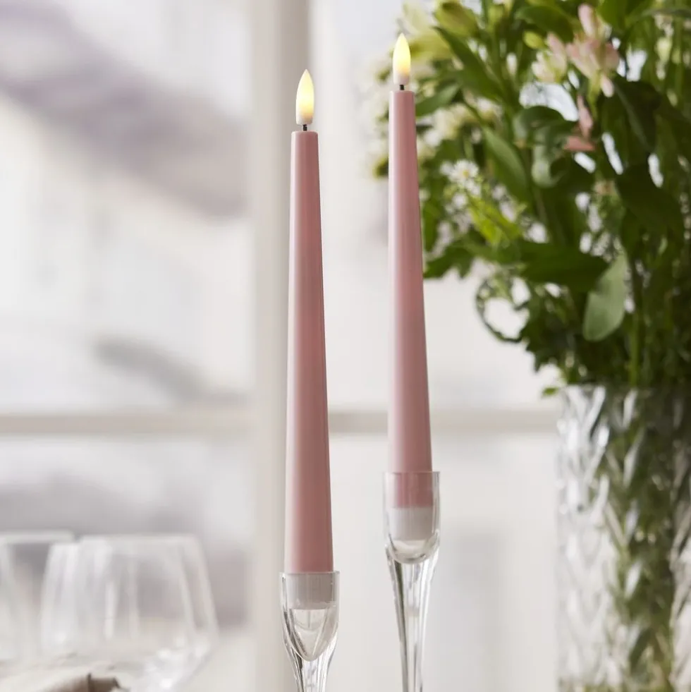 LED Kronelys Lyserød