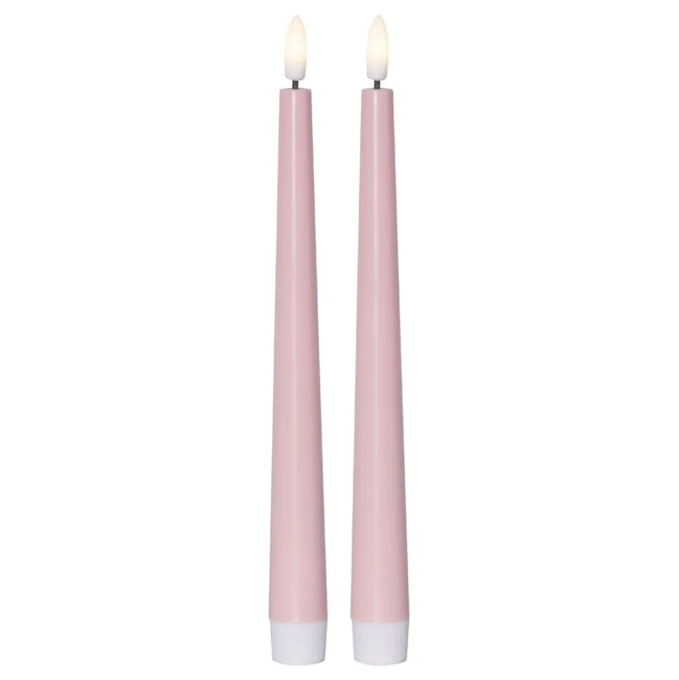 LED Kronelys Lyserød