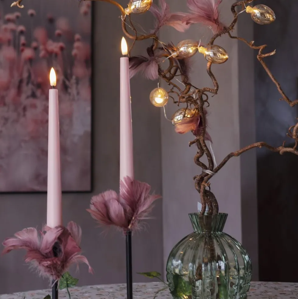 LED Kronelys Lyserød