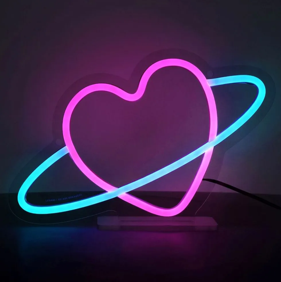 LED-lampe Planet Heart med Neon-effekt