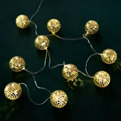LED-lyskæde Diskokugler Guld