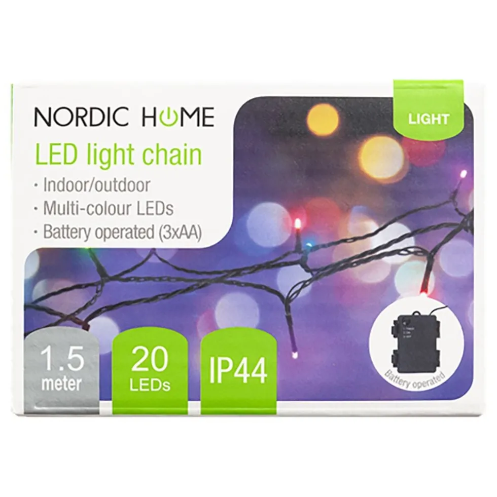 LED Lyskæde Flerfarvet Kort