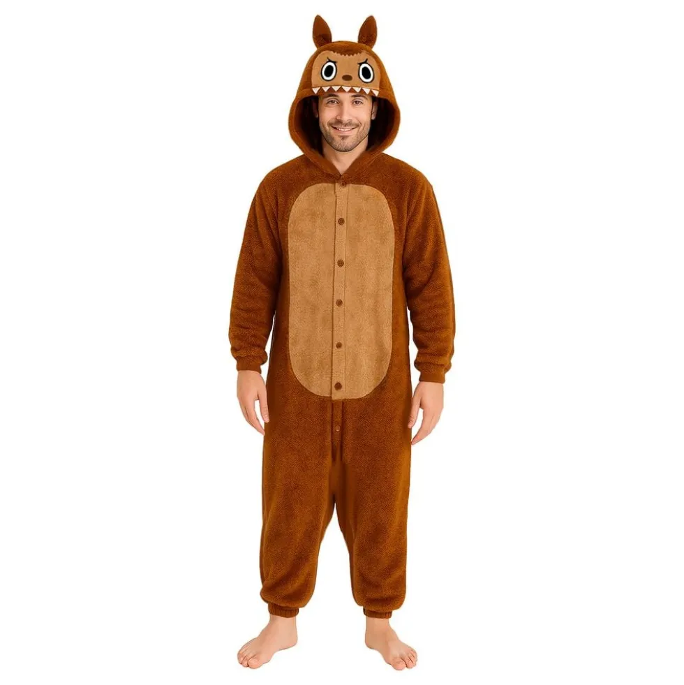Lulu Monster Brun Onesie Herre Kostume
