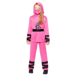 Lyserød Ninja Børnekostume