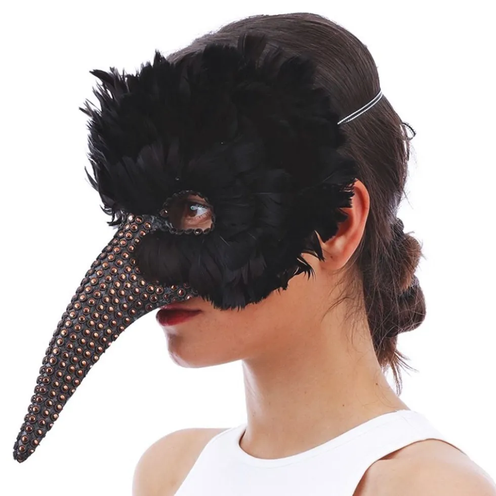 Maske Korp med Fjer Deluxe
