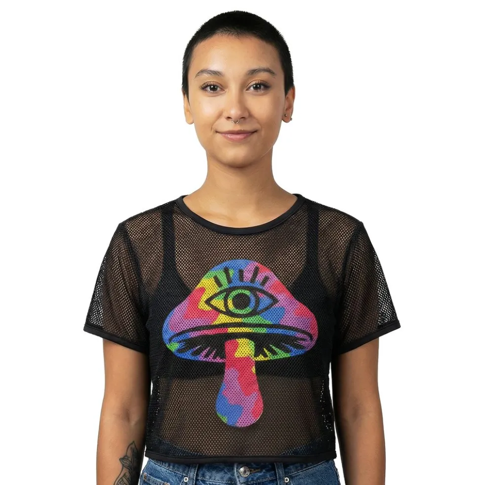 Mesh T-shirt Shrooms Dame