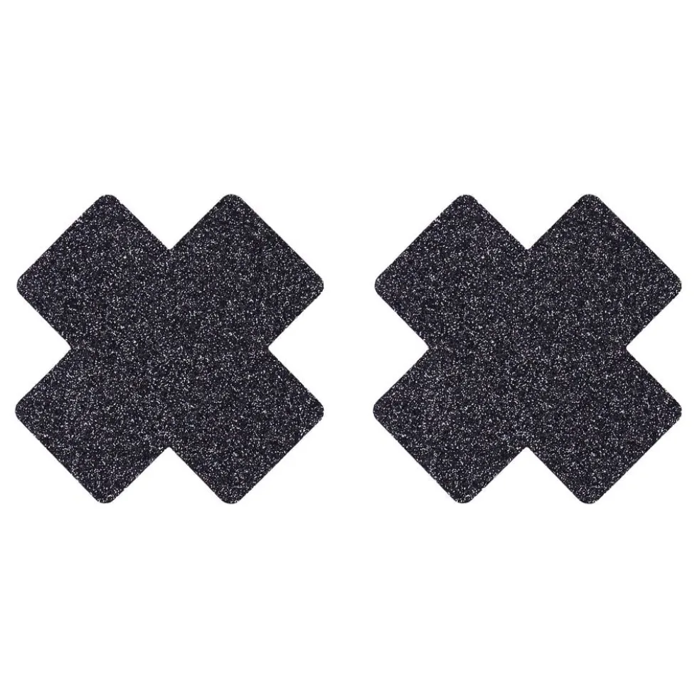 Nipple Covers Kors Sorte Glitter