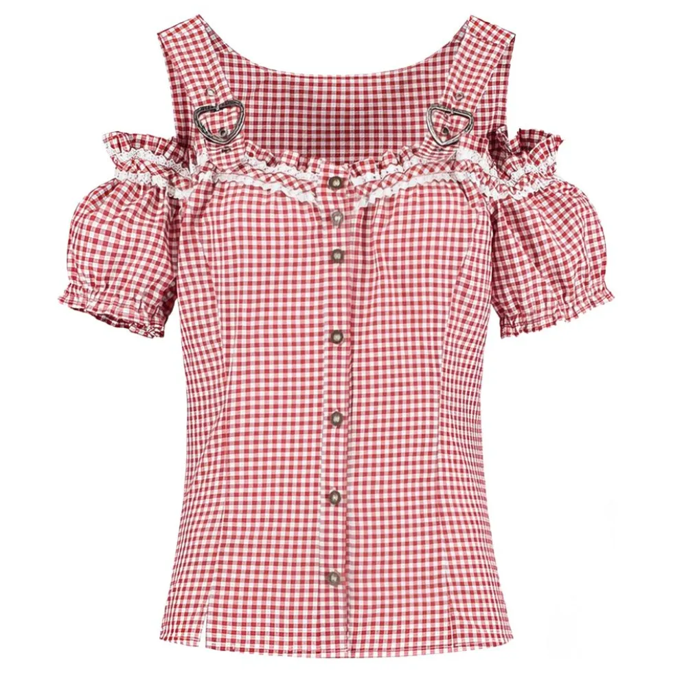 Oktoberfest-bluse Hvid/Rød Ternet