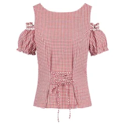 Oktoberfest-bluse Hvid/Rød Ternet