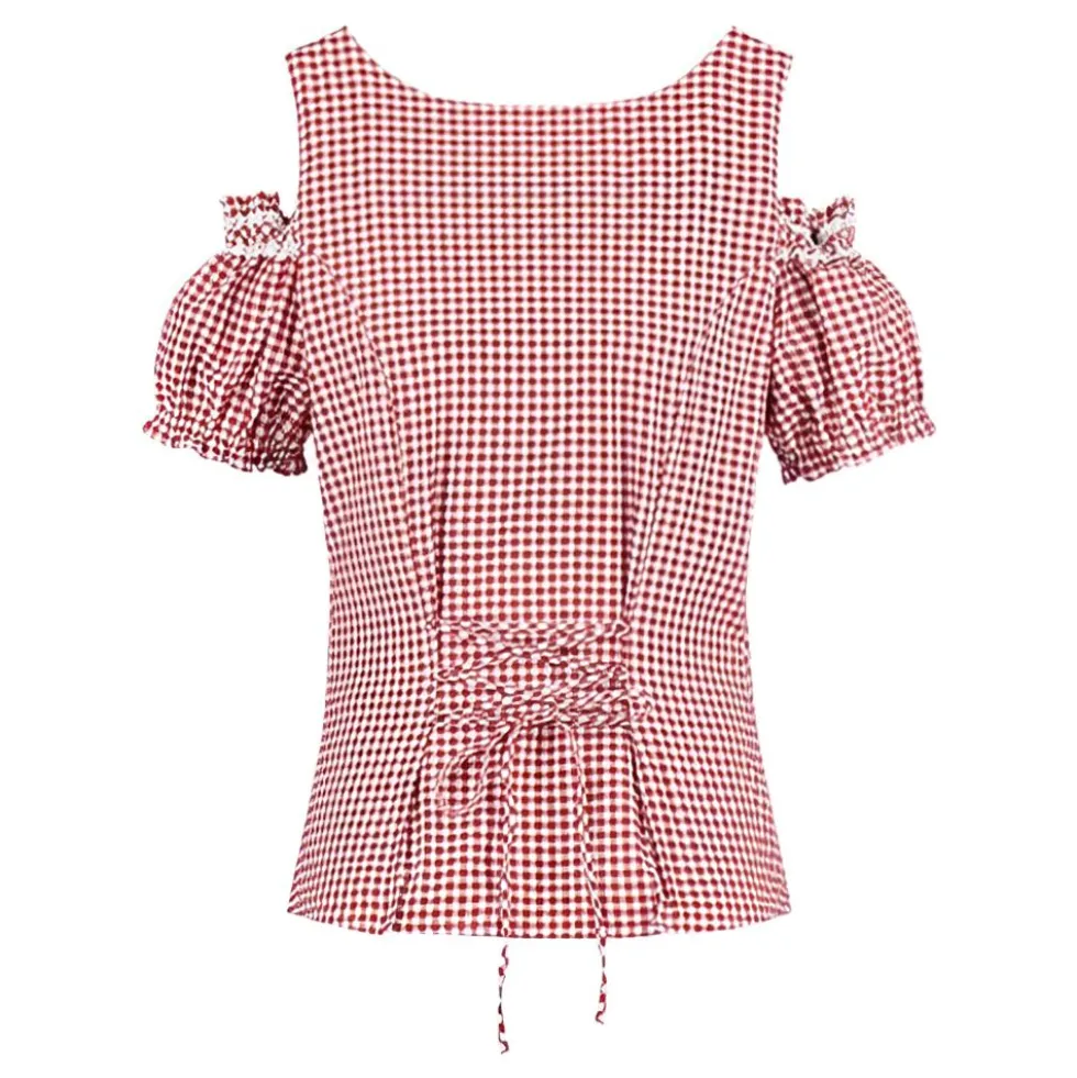 Oktoberfest-bluse Hvid/Rød Ternet
