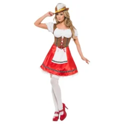 Oktoberfest Kjole Hvid/Rød Kostume