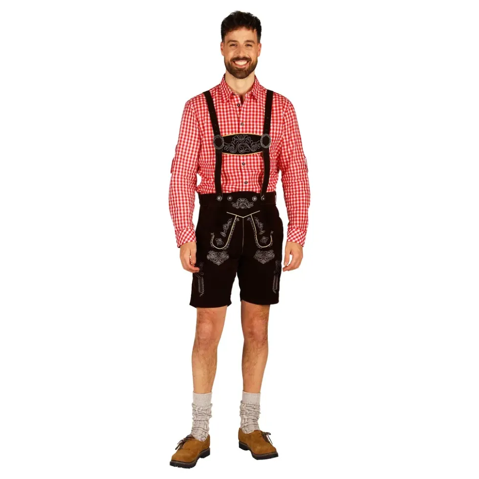 Oktoberfest Lederhosen Short Deluxe Mørkebrun