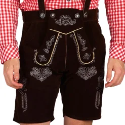 Oktoberfest Lederhosen Short Deluxe Mørkebrun