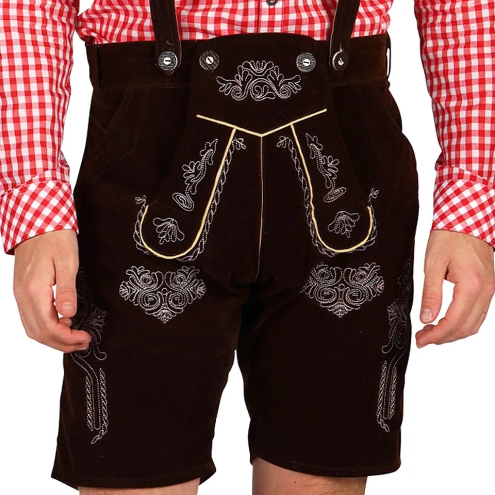 Oktoberfest Lederhosen Short Deluxe Mørkebrun