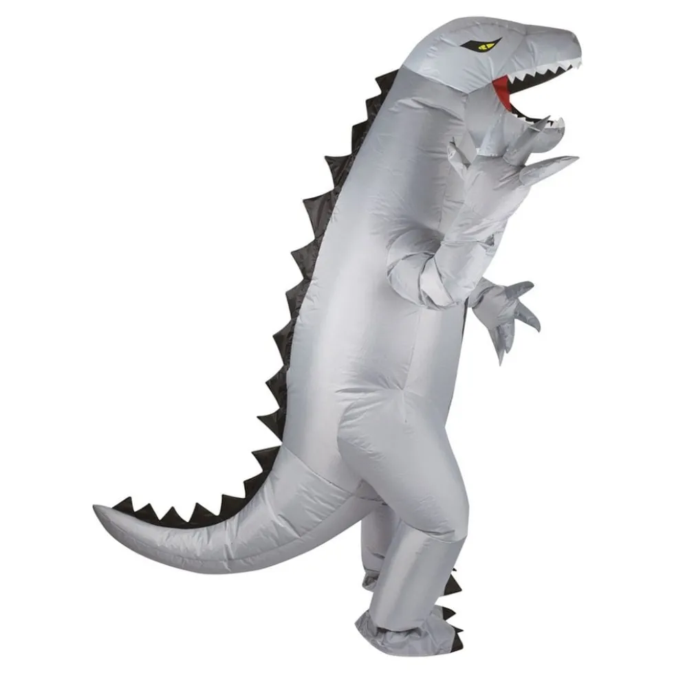 Oppustelig Dinosaur Grå Kostume