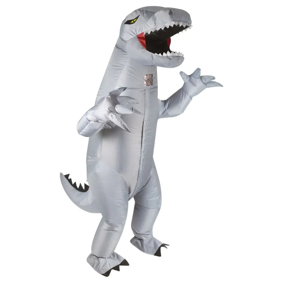 Oppustelig Dinosaur Grå Kostume