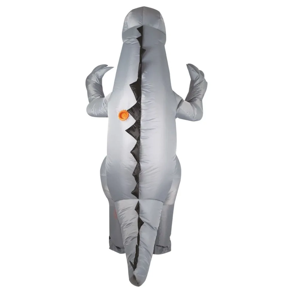 Oppustelig Dinosaur Grå Kostume