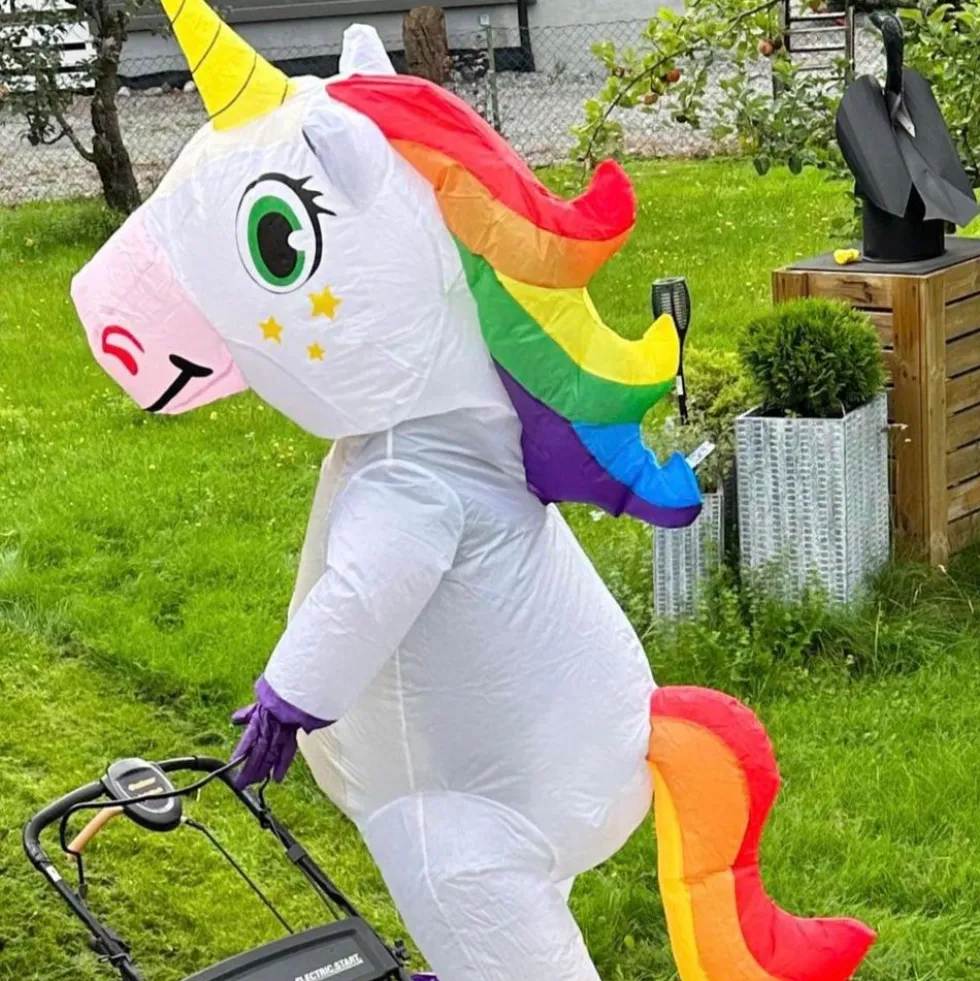 Oppustelig Enhjørning Regnbue Kostume