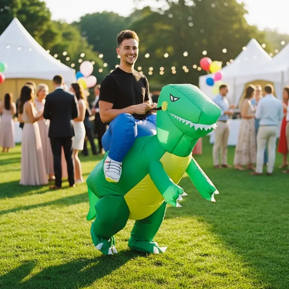 Oppusteligt Ridende Dinosaurie Kostume