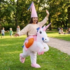 Oppusteligt Ridende Unicorn Børnekostume
