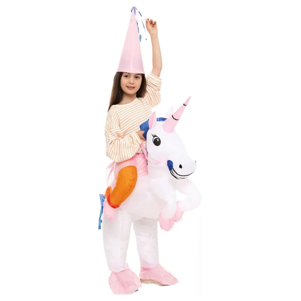 Oppusteligt Ridende Unicorn Børnekostume