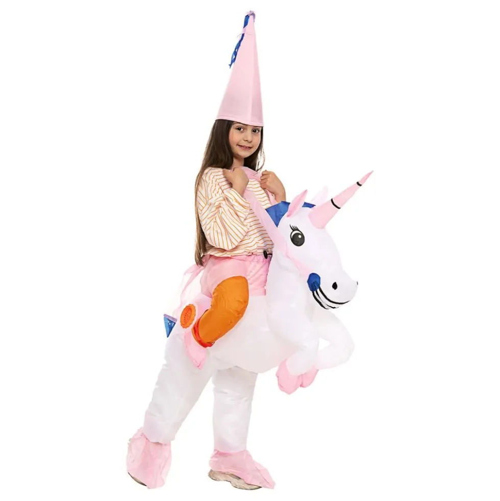 Oppusteligt Ridende Unicorn Børnekostume