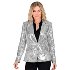 Pailletblazer Dame Sølv