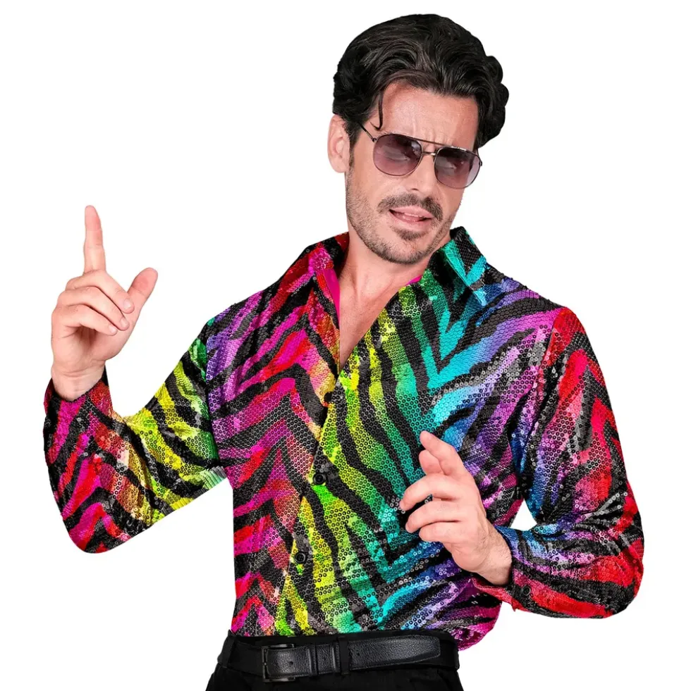 Pailletskjorte Herre Rainbow Tiger