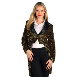 Paljetfrakke Dame Sort/Guld Deluxe