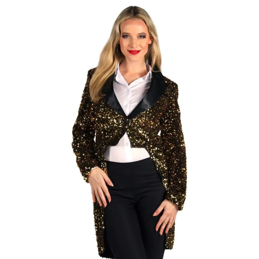 Paljetfrakke Dame Sort/Guld Deluxe