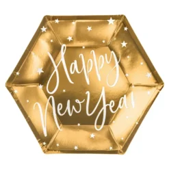 Papasietter Happy New Year Guld Heksagon Celebrate