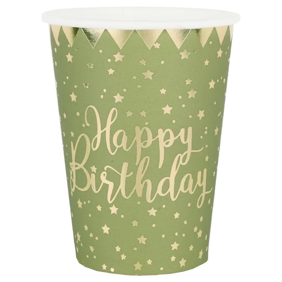 Papkrus Happy Birthday Guld/Grøn