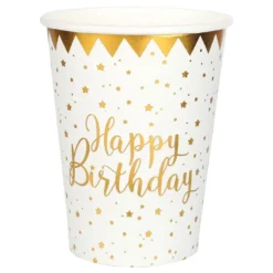 Papkrus Happy Birthday Guld/Hvid