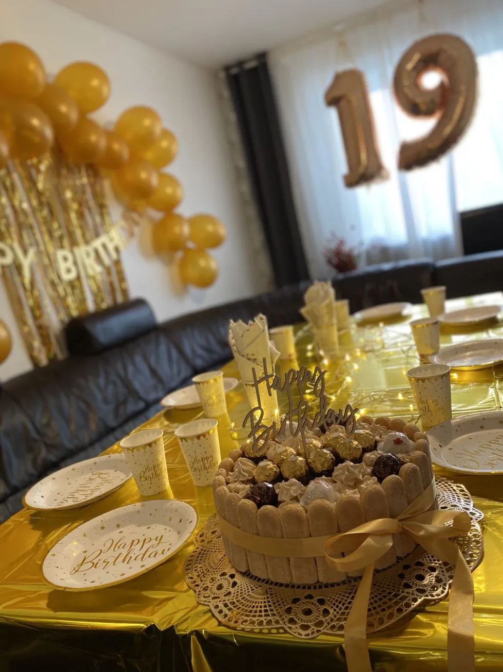 Papkrus Happy Birthday Guld/Hvid